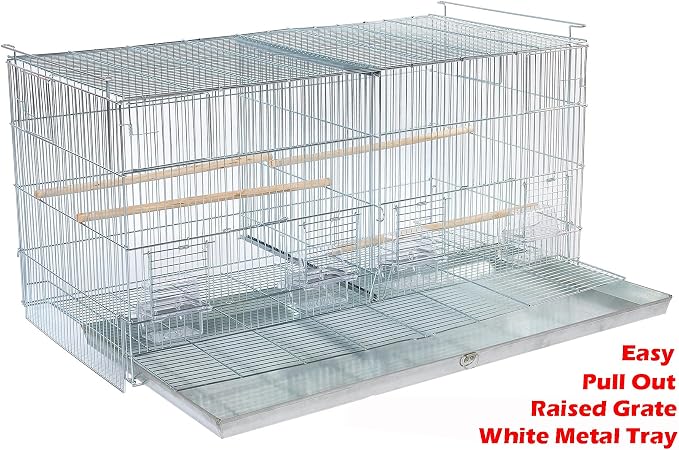 Large No Rust Stainless Galvanized Zinc Stackable Breeder Bird Flight Cage Side Breeding Nest Door with Removable Divider 30"x11"x15"H - Image 3