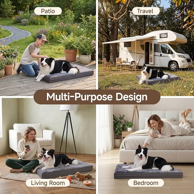 XL Waterproof Dog Bed for Crate, Washable Reversible Kennel Pads, 41x27 | Kennel Pet Bed for Medium Large Dogs with Removable Cover, Waterproof, Wipeable, Anti-Slip, Outdoor, Dark Grey - Image 8
