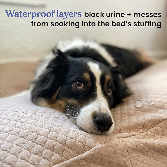 4Knines Luxury Dog Bed Cover – Waterproof Cover for Dog Bed – Heavy Duty Quilted Material – Durable, Machine Washable – USA Based Brand – Medium (Tan) - Image 3
