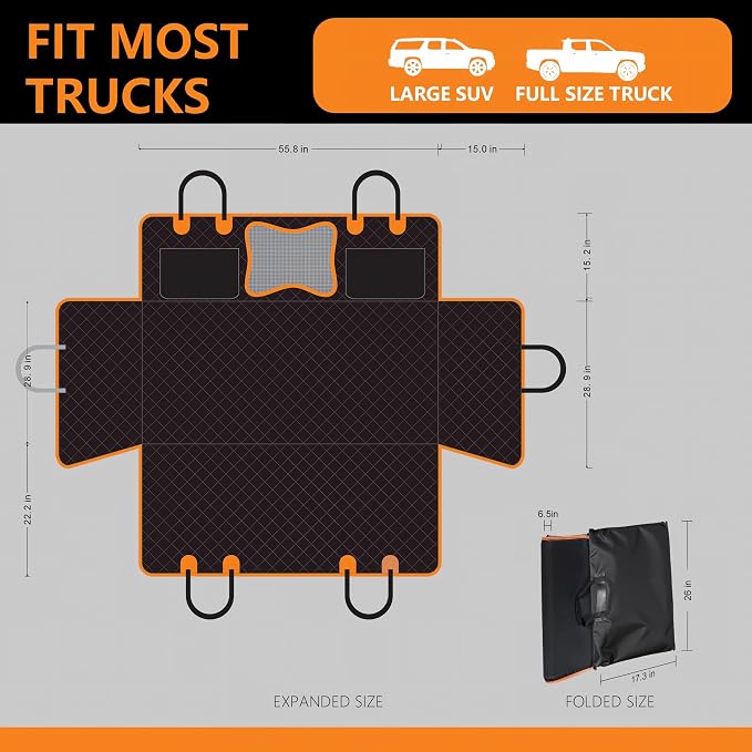 Back Seat Extender for Dogs,Dog Car Seat Cover for Back Seat with Hard Bottom Holds 500 lbs,Car Seat Protector,Waterproof Extender for Dogs,Pet Bed for Full Size F150/RAM1500/Silverado Crew Cab Pickup - Image 6