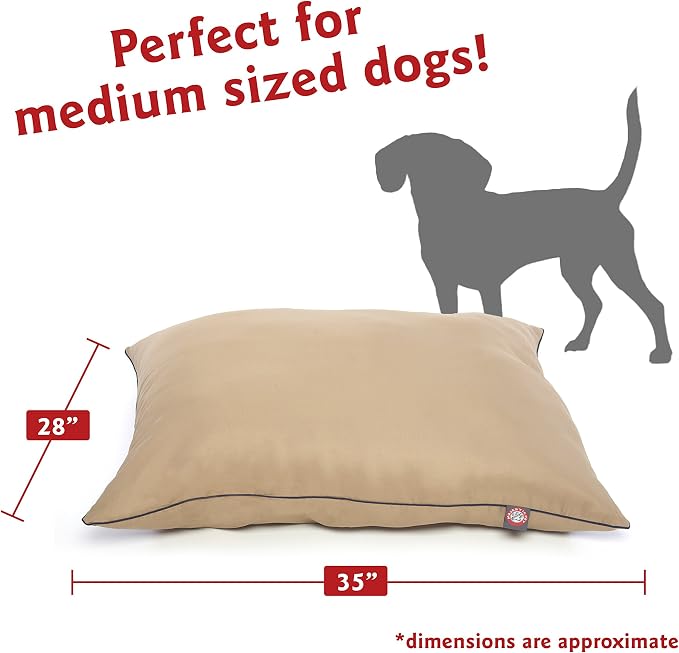 Majestic Pet Rectangle Medium Dog Bed Washable – Non Slip Comfy Pet Bed – Dog Crate Bed Super Value Pillow Dog Bed – Dog Kennel Bed for Sleeping - Dog Bed Medium Breed 35 x 28 Inch – Solid Khaki - Image 2