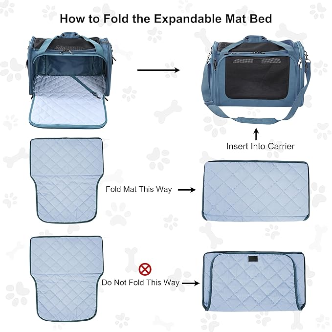 EliteField Deluxe Soft-Sided Pet Carrier (3 Year Warranty, Airline Approved), Travel Bag for Dogs, Cats & Small Pets, with Expandable Mat