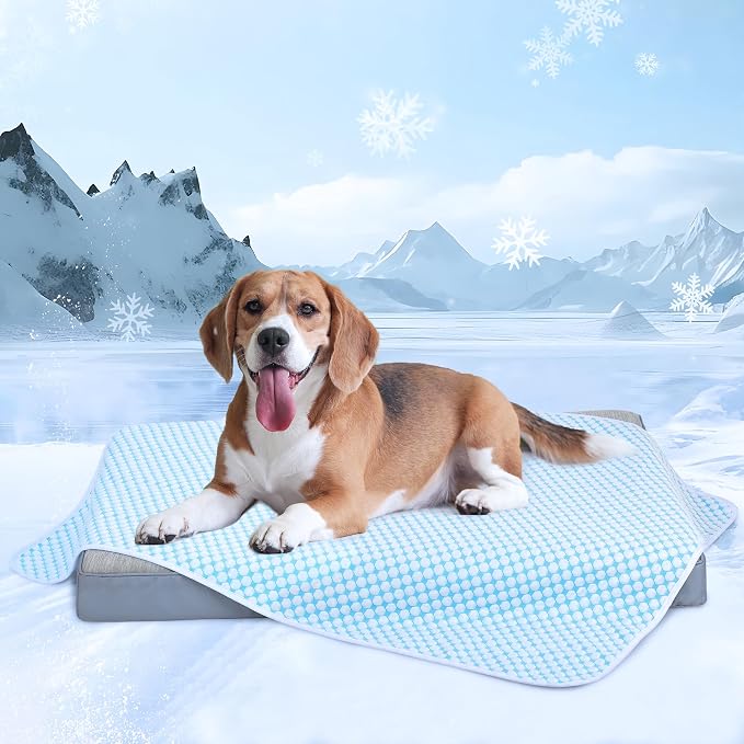 Cooling Blanket for Dogs - Q-MAX>0.4 Waterproof Pet Throw Blanket Bed Cover, Non-Slip Dog Blankets for Couch Protector, Washable Furniture Cover for Summer, Pearl Blue,30x40 by ZAKAPAWS