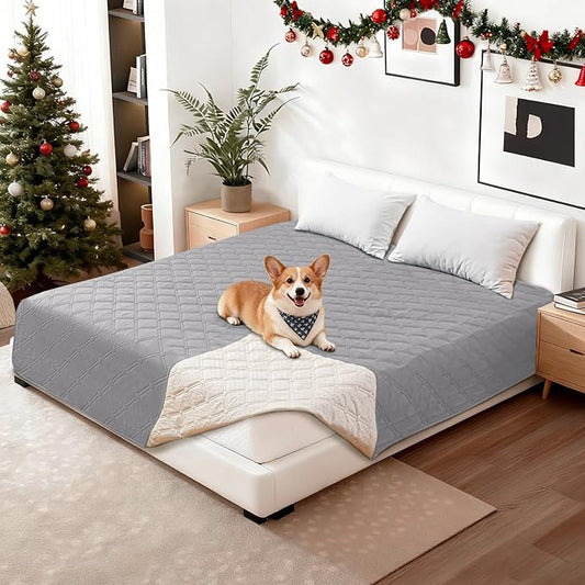 Waterproof Couch Covers for Pets, Waterproof Dog Bed Cover, Anti-Slip Soft Dog Blankets, Couch Cover for Dogs Washable, Pet Blanket for Puppy Large Dogs Cat (82x102 Inch, Light Grey) by CYCMACOHOME