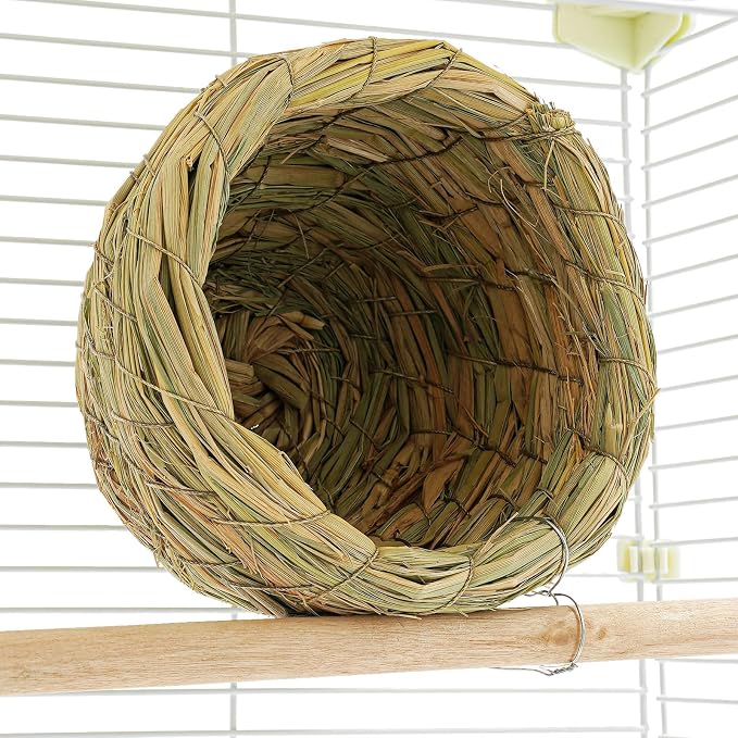 2-Door Wrought Iron Bird Cage Parakeet Cage with Roof, Parrot Cage Pet Birds Flight Cage w/Nest, Interactive Birdcages Bird House Travel Cage for 4-6 Small Birds (30" H, Iron Mesh w/Roof-A) - Image 8