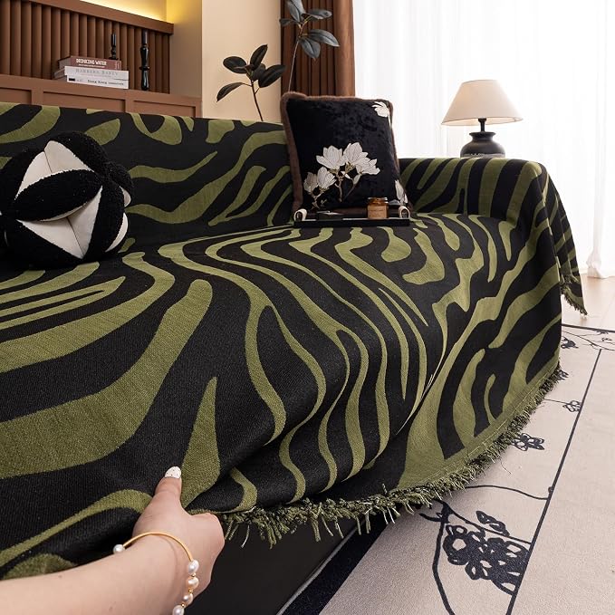 ROOMLIFE Leopard Couch Cover Boho Sofa Covers for 3 Cushion Couch Washable | Furniture Protector Sofa Couch Cover for Dogs, Soft Breathable Sofa Slipcover, Couch Throw Blankets with Tassels 71''X118'' by ROOMLIFE