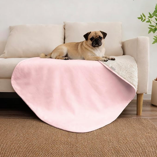 Waterproof Blanket for Dogs - Pet Throw as Furniture Protector | Cozy Sherpa & Smooth Velvet, Reversible and Machine Washable, for Couch, Bed, or Travel, 30"x40", Pink by TuffeelHome