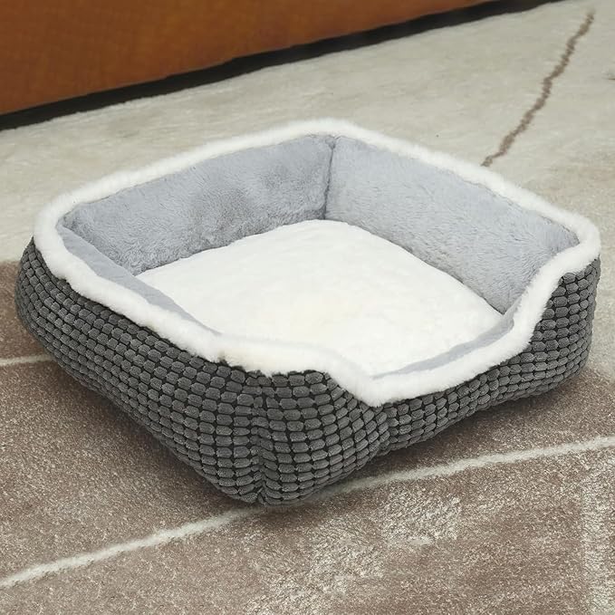 Luxury Square Grey Animal Bed - Super Soft, Washable, Anti-Slip & Water-Resistant, Suitable for Medium Size Dogs & Indoor Cats - Image 8