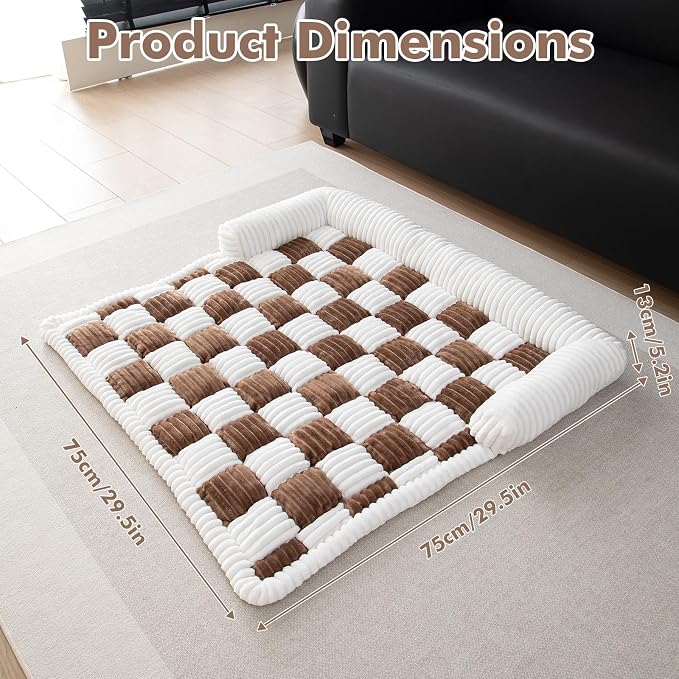 TOPCHANCES Dog Couch Cover,Thickened Quilted Plaid Funny Fuzzy Pet Couch Covers for Sofa,Washable Non Slip Pet Mat Sofa Dog Cover Protector for Large Dogs(Dark Brown,30x30inch) - Image 5