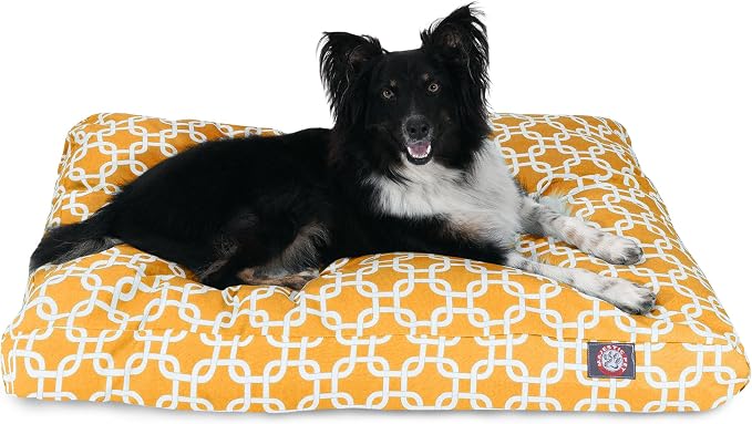 Yellow Links Medium Rectangle Indoor Outdoor Pet Dog Bed With Removable Washable Cover By Majestic Pet Products by MajesticPet