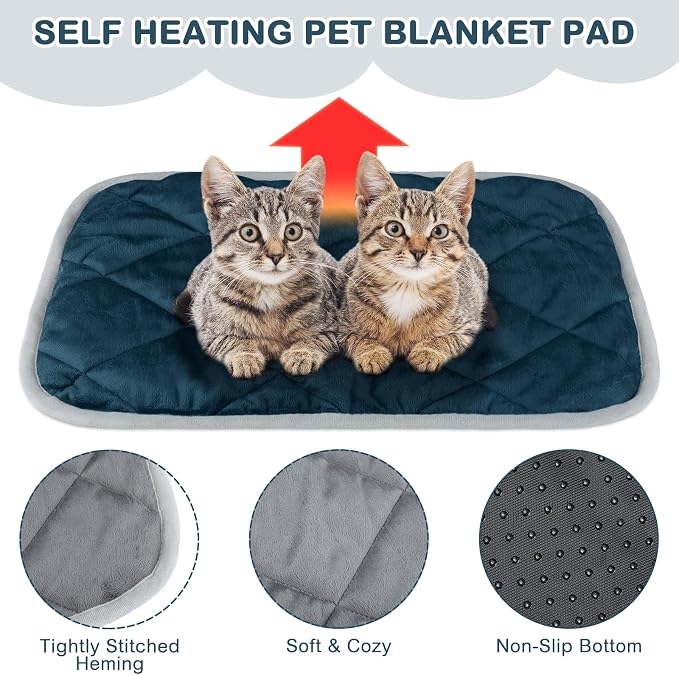 8 Pack Self Heating Cat Mat Self Warming Cat Bed Extra Warm Thermal Pet Bed Mat Reflects Body Heat Washable Dog Crate Pad for Indoor Outdoor Pets(Gray, Blue,16 x 20 Inch) - Image 3