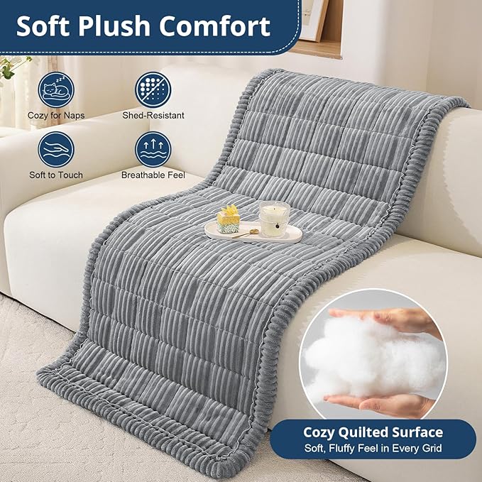 OstepDecor Couch Cover for Dogs, Washable Non Slip Sofa Cover for Pets, Soft Couch Covers for Sofa, Loveseat and Sectional, Furniture Protector Against Pet Hair & Scratches (27.6" x 82.7", Blue Grey) - Image 6