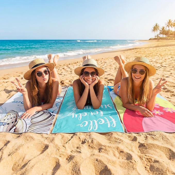 Newwiee 20 Pack Oversized Beach Towels Bulk 59 x 28 Quick Dry Sand Free Pool Towels Absorbent & Lightweight for Travel, Swimming, Camping, Outdoor, Assorted Vibrant Patterns - Image 5