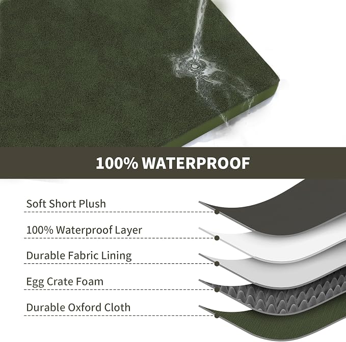 Outdoor Waterproof Orthopedic Dog Bed for Medium Size Dogs | Egg Crate Foam for Joint Support, Fits 36x23 Crates, TPU Waterproof Layer, Machine Washable 1680D Oxford Cover, Up to 50 lbs - Image 5