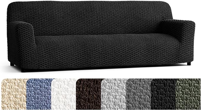 PAULTO BY GA.I.CO. Stretch Sofa Slipcovers – Soft Elastic Fabric Couch Cover for Armchair Loveseat 3-Seater & 4-Seater Sofa Cover – Non-Slip Furniture Protector Washable - Black (86"-120" Wide) by PAULATOBYGAICO