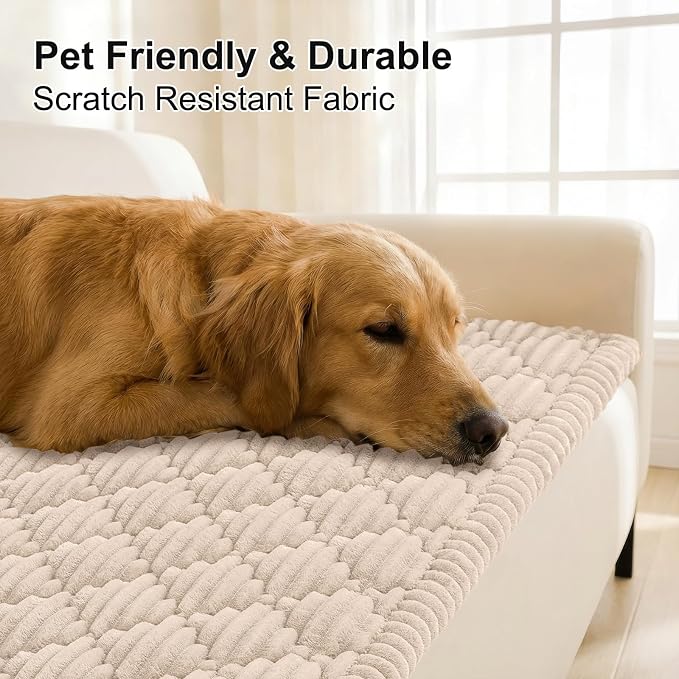 Smiry Couch Cover for Dogs Washable, Non Slip Fuzzy Pet Sofa Protector | Soft Thick Furniture Cover for Sofa, Loveseat and Sectional, Scratch & Pet Hair Resistant (Apricot, 35.4" x 82.7") - Image 3