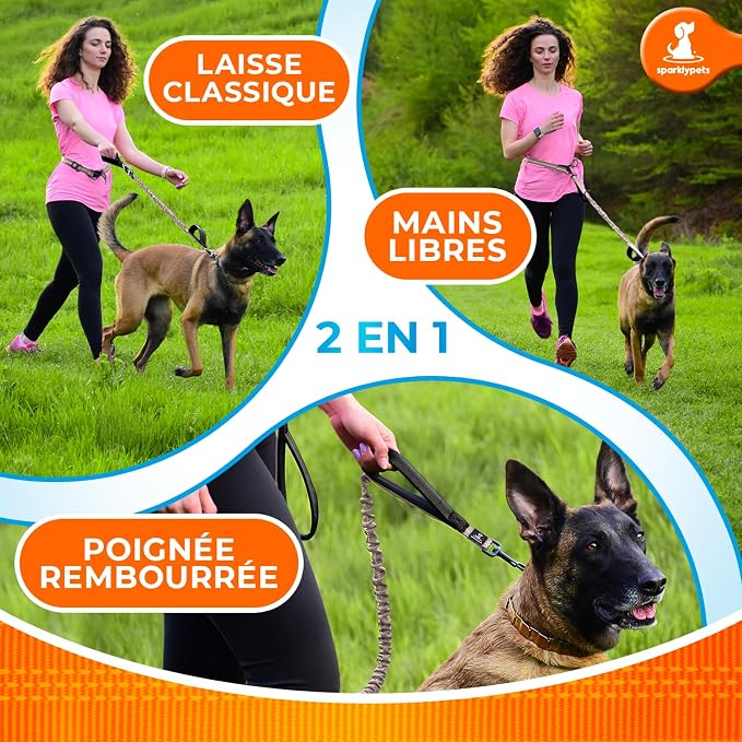 SparklyPets - Hands Free Dog Leash with Reflective Stitches - Waist Leash for Medium & Large Dogs Walking, Hiking, Training, Jogging, Canicross, Running - Image 6