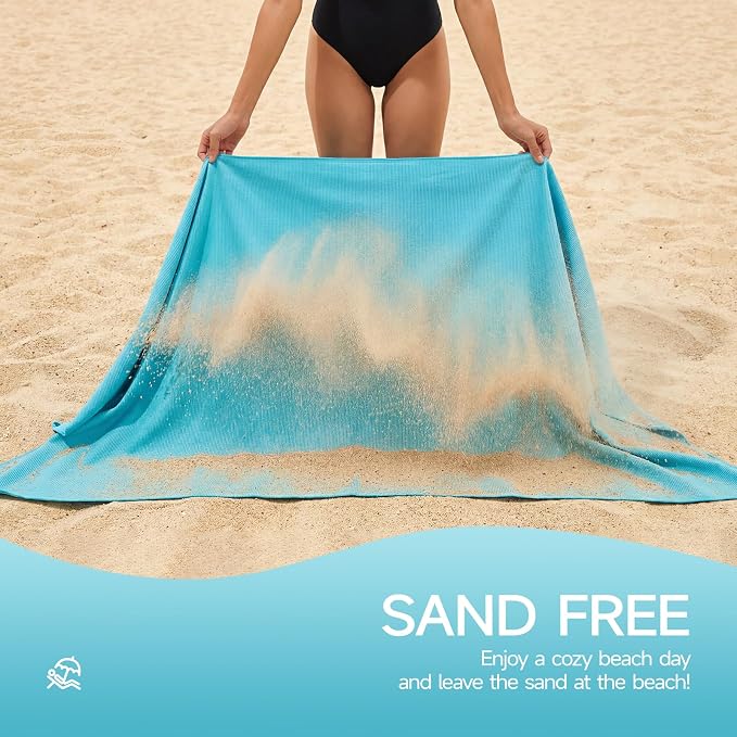 REDKISS Oversized Beach Towels, 4 Pack Microfiber Towel Set for Adults, Lightweight, Quick Dry, Absorbent & Sand Proof, 62x31 Inch, Pool Towels – Blue - Image 4