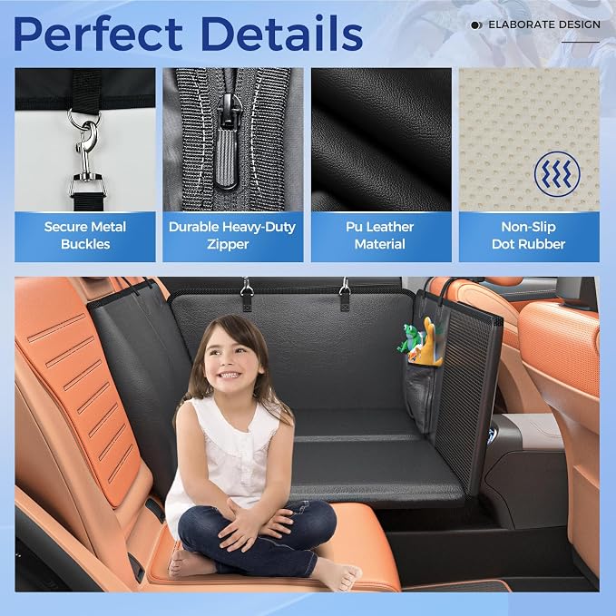 HOB4U Back Seat Extender for Dogs, Hard Bottom Dog Car Seat Cover | 100% Waterproof PU Leather, Scratch Proof and Anti Slip Dog Hammock for Cars and SUVs, Holds 400 lbs - Image 7