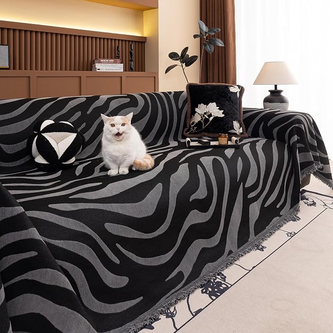 ROOMLIFE Leopard Couch Cover Boho Sofa Covers for 3 Cushion Couch Washable | Furniture Protector Sofa Couch Cover for Dogs, Soft Breathable Sofa Slipcover, Couch Throw Blankets with Tassels 71''X134'' - Image 8