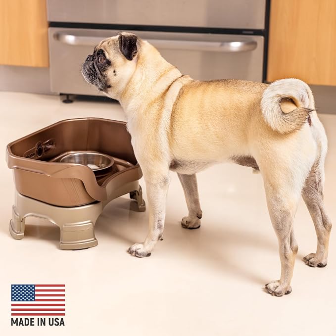 Neater Feeder Deluxe Mess-Proof Elevated Dog Bowls for Small Dogs (Up to 19 lbs), 2 Height Adjustable (6” & 7.5”) No-Spill Raised Dog Bowl Stand, Stainless Steel Food Bowl Set, Made in USA, Bronze - Image 4