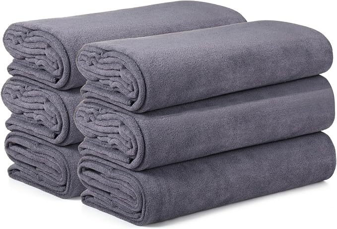 Mixweer 6 Pcs Oversized Bath Towels, 40 x 80 Inch Giant Microfiber Jumbo Bath Sheets Soft Bathroom Microfiber Quick Dry Absorbent Shower Towels for Spa Camping Beach(Dark Gray) - Image 2