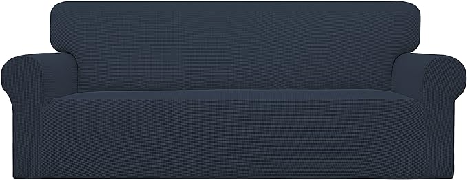 Easy-Going Stretch Couch Covers for Sofa Washable Large Dark Blue | 1-Piece Sofa Covers for 3 Cushion Couch Furniture Protector Couch Slipcover Soft with Bottom for Kids Pets by Easy-Going