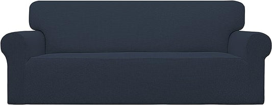 Easy-Going Stretch Couch Covers for Sofa Washable Large Dark Blue | 1-Piece Sofa Covers for 3 Cushion Couch Furniture Protector Couch Slipcover Soft with Bottom for Kids Pets by Easy-Going