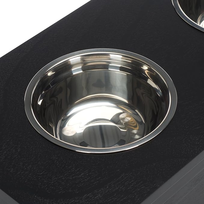 SAFAVIEH Home Collection Boomer Matte Black Elevated Pet Feeder Dog Bowl Stand with Drawer (Fully Assembled) - Image 5