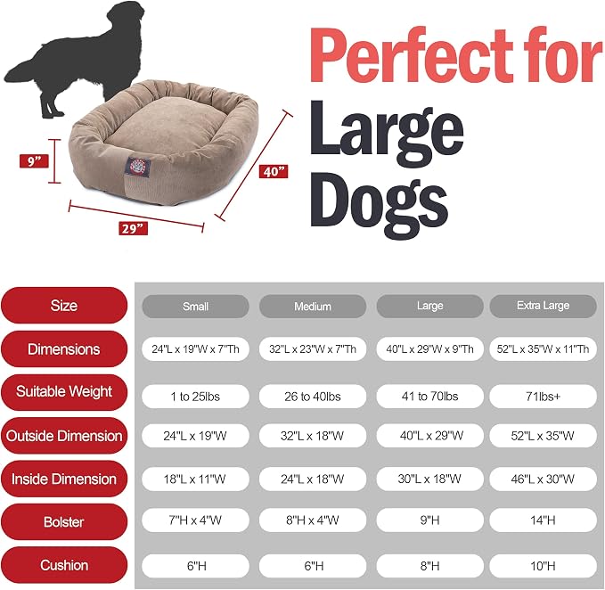 Majestic Pet 40 Inch Micro Velvet Calming Dog Bed Washable – Cozy Soft Round Dog Bed with Spine for Head Support - Fluffy Donut Dog Bed 40x29x9 (inch) – Round Pet Bed Large – Pearl - Image 3