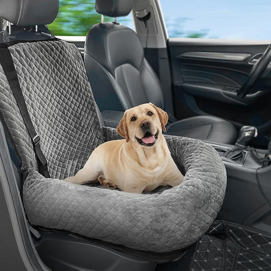 Dog Car Seat for Small Medium Dogs,Detachable Washable Travel Safety Pet Booster Seat, Comfy Ultra Soft and Multifunctional Car Travel Bed,Grey by MagicFox