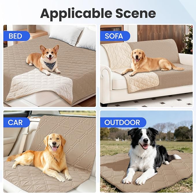 Waterproof Dog Bed Cover, Non-Slip Dog Blanket for Couch, Couch Covers for Dogs Washable, Pet Blanket for Furniture, Pet Bed Mat for Sofa, Car, Pet Supplies (82x82 Inch, Khaki) - Image 5