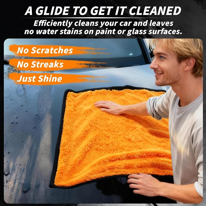 20 Pack Microfiber Car Drying Towel, 24 x 16 Inch Car Microfiber Cleaning Towels Bulk, Lint-Free, Quick Drying, Dual-Sided Detailing Buffing Polishing Waxing Soft Towels for SUV, Truck and Boats - Image 6