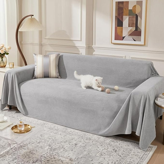 MEETSKY Couch Covers for 3 Cushion Couch Sofa, Washable Sectional Couch Covers L Shape Sofa Cover Soft Slipcovers Couch Furniture Protector for Pets Dogs Kids, 91" x 118", Light Grey by MEETSKY