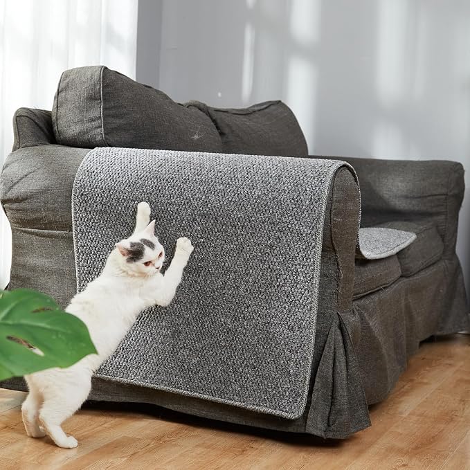 SHENGOCASE 67"x 23.6" Thickened Cat Wall Climbing Carpet, Cat Wall Furniture Scratcher, Scratching Post, Couch Sofa Protector (Grey) - Image 4