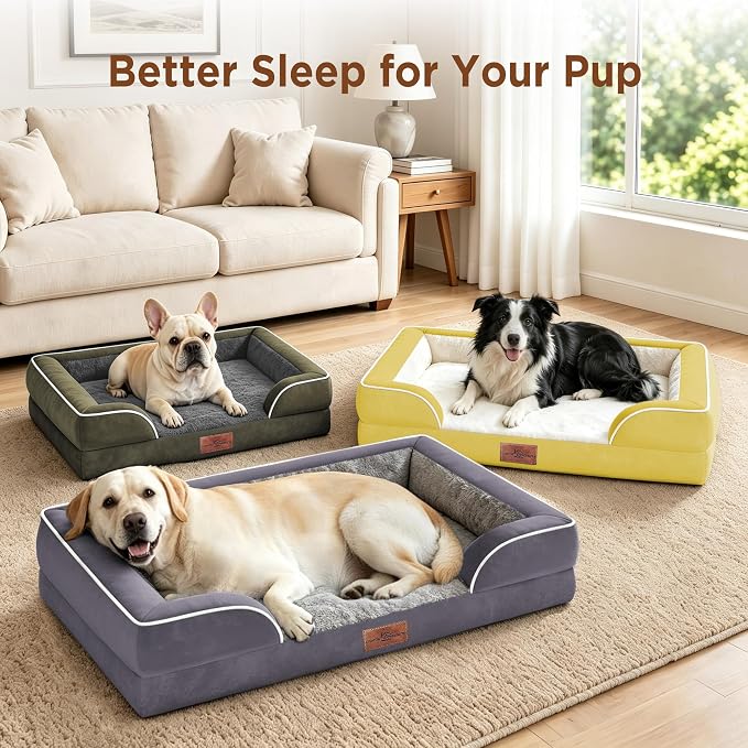 Comfort Expression Orthopedic Dog Bed for Extra Large Dogs with Bolster | Waterproof Dog Couch Bed with Washable Cover & Non-Slip Bottom, Supportive Egg Crate Foam XL Pet Bed, 45x35 Inch - Image 7