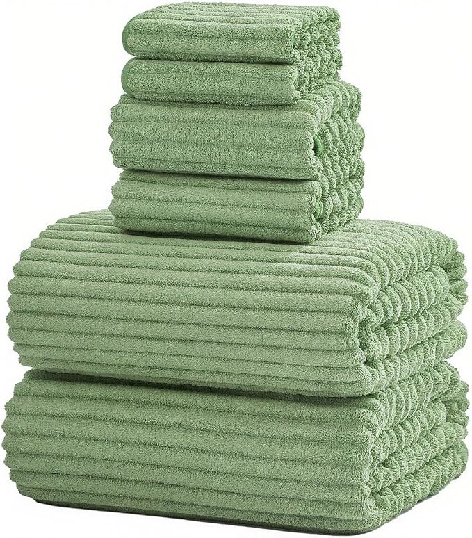 6 Piece Bath Towel Set, 30"x60" Towels, Sage Green | Microfiber,Quick dry, Highly Absorbent,shower towels for bathroom gym,2 large Bath towels,2 hand towels,2 washcloths by NALIVO