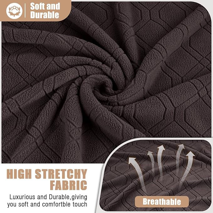 VANSOFY Stretch Recliner Loveseat Cover with Middle Console, Chocolate | 4-Pieces, Soft Furniture Protector, Washable Slipcover with Pocket, Pets Sofa Cover, High Stretchy fabric Couch Cover - Image 3