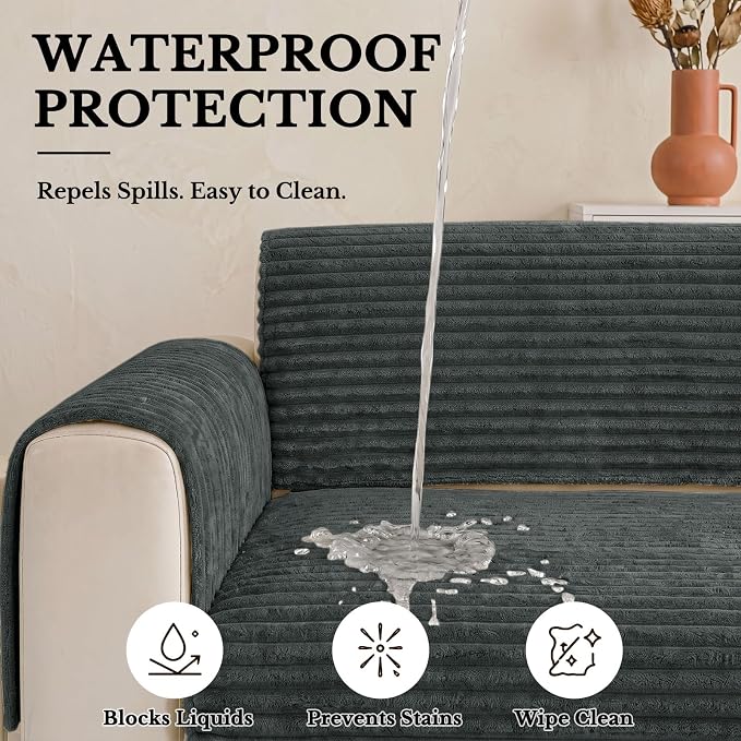 Smiry Waterproof Couch Cover for Dogs, Washable Non Slip Plush Protector | Waterproof Protection, Plush Flannel, Non Slip Backing, Pet Hair & Scratch Protection, Soft Cover (36" x 82.7") - Image 4