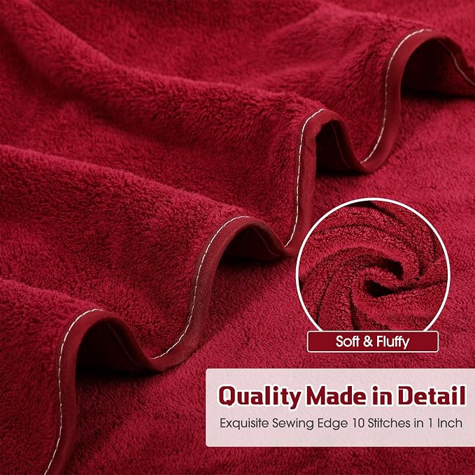 Mixweer 2 Pcs Oversized Bath Towels, 40 x 80 Inch Giant Microfiber Jumbo Bath Sheets Ultra Soft Bathroom Microfiber Quick Dry Absorbent Shower Towels for Spa Camping Beach (Burgundy) - Image 2