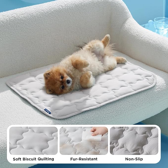 Bedsure Cooling Dog Mat Extra Large, Q-Max>0.5 XXLThin Breathable Cold Crate Pad for Pet, Portable Washable Kennel Bed for Summer Active Dog with Chill Soothing Fabric to Rapid Cooling, 48x30, Grey - Image 4