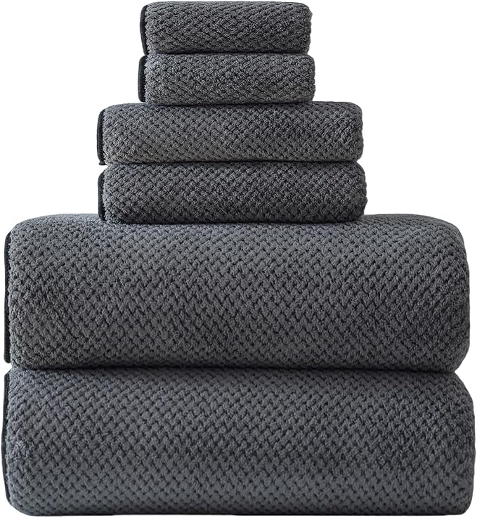 40x80 Inches Bath Sheets Towels for Adults Oversized Bath Towels Extra Large Luxury Super Soft Absorbent Quick Dry Microfiber (Charoal Grey,6PCS) by Akzpe