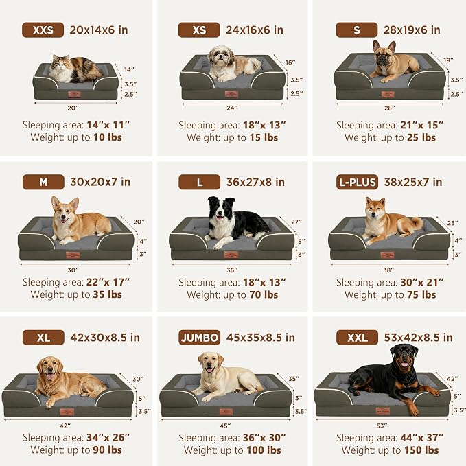 Comfort Expression Orthopedic Dog Bed for Medium Size Dog with Bolster | Waterproof Dog Couch Bed with Washable Cover & Non-Slip Bottom, Supportive Egg Crate Foam Medium Pet Bed, 30x20 Inch - Image 8