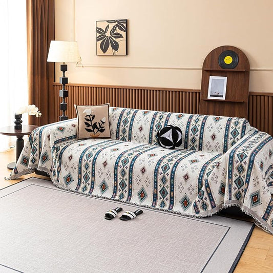 ROOMLIFE Couch Cover 3 Cushion Sofa, Washable Non Slip Furniture Sofa Protector Cover, Soft Chenille Sofa Slipcovers Sectional L Shape Dogs Couch Cover Throw Blanket with Tassels 71''X118'' by ROOMLIFE
