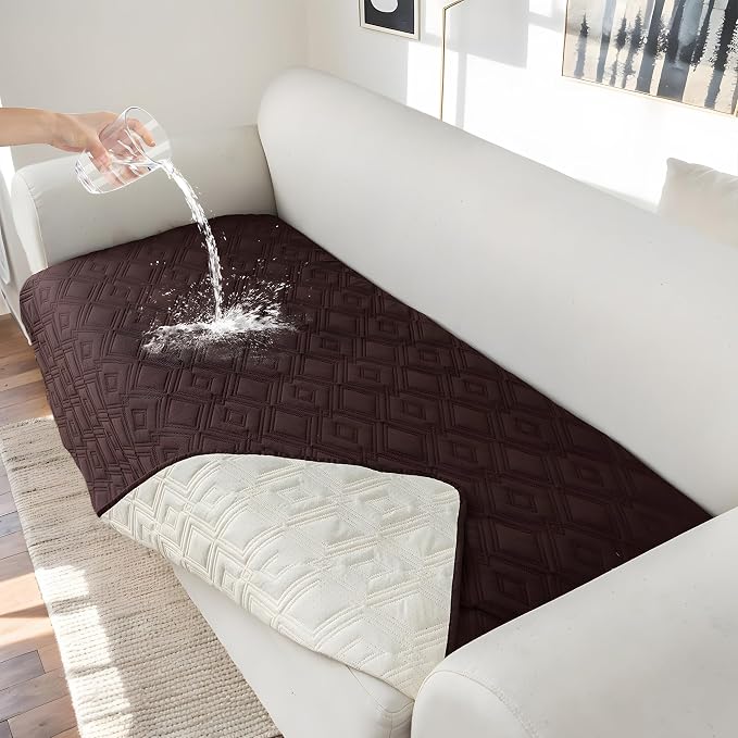 Genina 100% Waterproof Couch Cover for 3 Cushion Couch, Anti-Slip Sofa Covers Washable for Sectional Sofa L Shape Furniture Protector for Dogs, 1 Piece (Chocolate, Sofa) by Genina