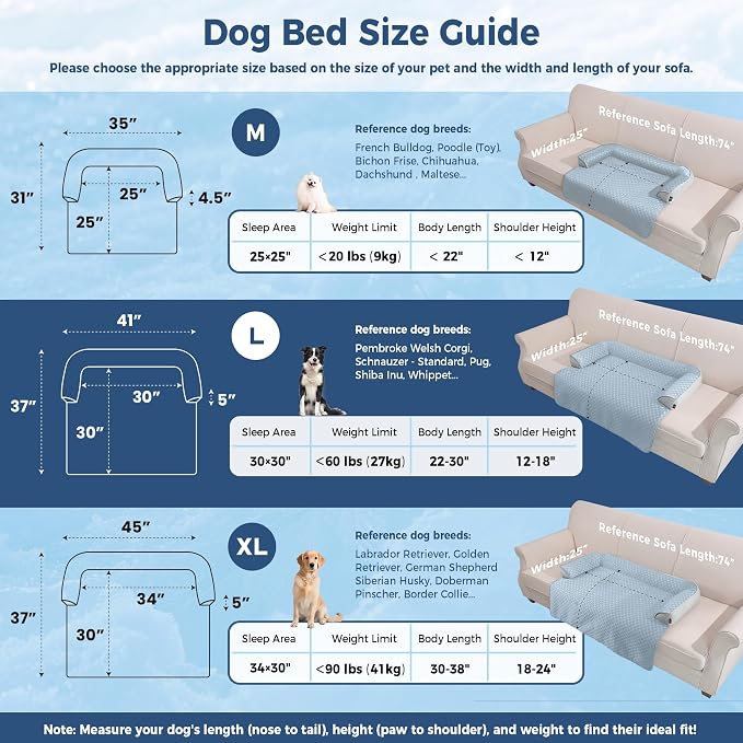 Large Cooling Dog Bed Mat - 41 x 37 Inch Waterproof Couch Cover for Dogs Washable, Non-Slip Bottom Self Cooling Mat for Dogs, Durable & Non-Gel, Dog Couch Bed for Sofa Floor Car, Light Blue - Image 7