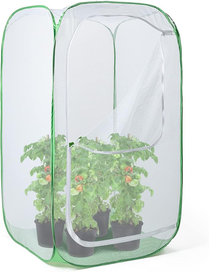 59" Outdoor Mesh Plant Enclosure, Mesh Plant Cover for Pests, Bird and Pest Protection Guard for Fruit, Vegetables, Flowers and Herbs Pop-Up Cage 35"x35"x59" - Image 5