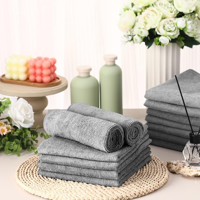 Shimeyao 50 Pack Bleach Proof Towels Microfiber Absorbent Resistant Hair Hand Towels Bulk Quick Dry for Barber Gym Bath Spa Shaving (Light Grey,16 x 29 Inch) - Image 4