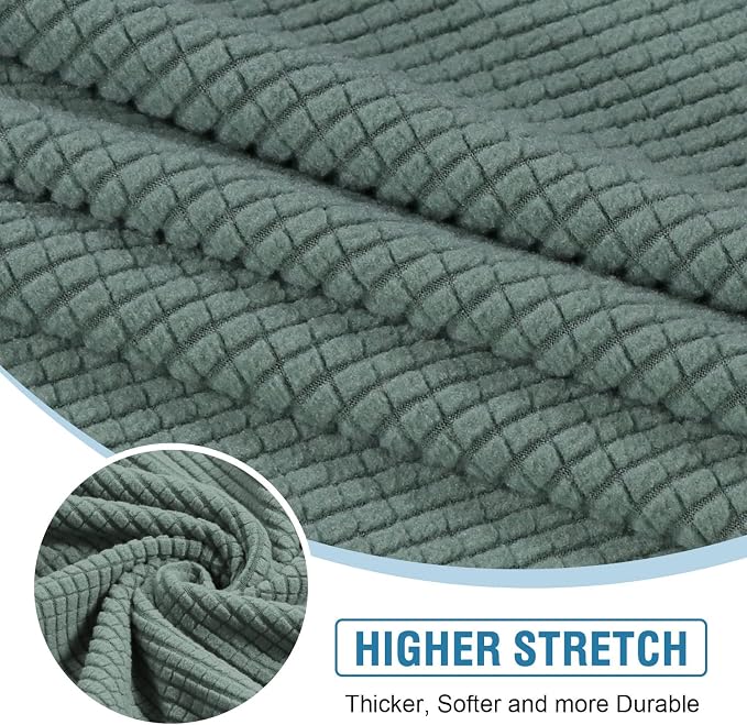H.VERSAILTEX Sectional Couch Covers 1 Piece Chaise Slipcover L Shape Separate Cushion Couch Cover for Both Left/Right Sectional Couch (Seat Only: 1 Chaises, Sage) - Image 4