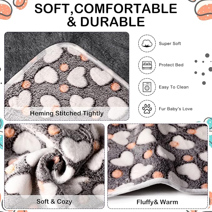 Reginary 4 Pcs Waterproof Guinea Pig Blankets Washable Small Animal Fleece Bedding Absorbent Guinea Pig Cage Liners Reusable Training Pee Pad Pet Sleep Mat for Hamster(Heart Pattern,12 x 12 Inch) - Image 3